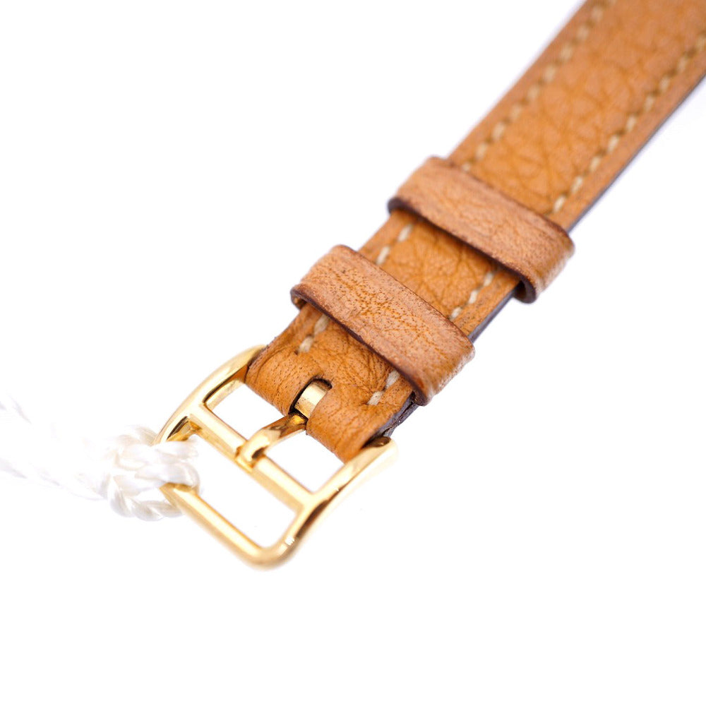 HERMES Watches Quartz Stainless Steel, Gold Plated, Leather Ivory Quartz Meteor Ivory dial Women Used Authentic