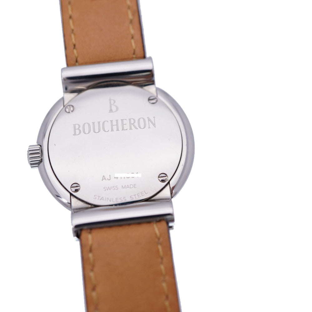 Boucheron Watches Quartz Stainless Steel , Leather Shell white Quartz Reflation Women Used Authentic