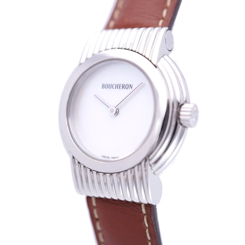 Boucheron Watches Quartz Stainless Steel , Leather Shell white Quartz Reflation Women Used Authentic