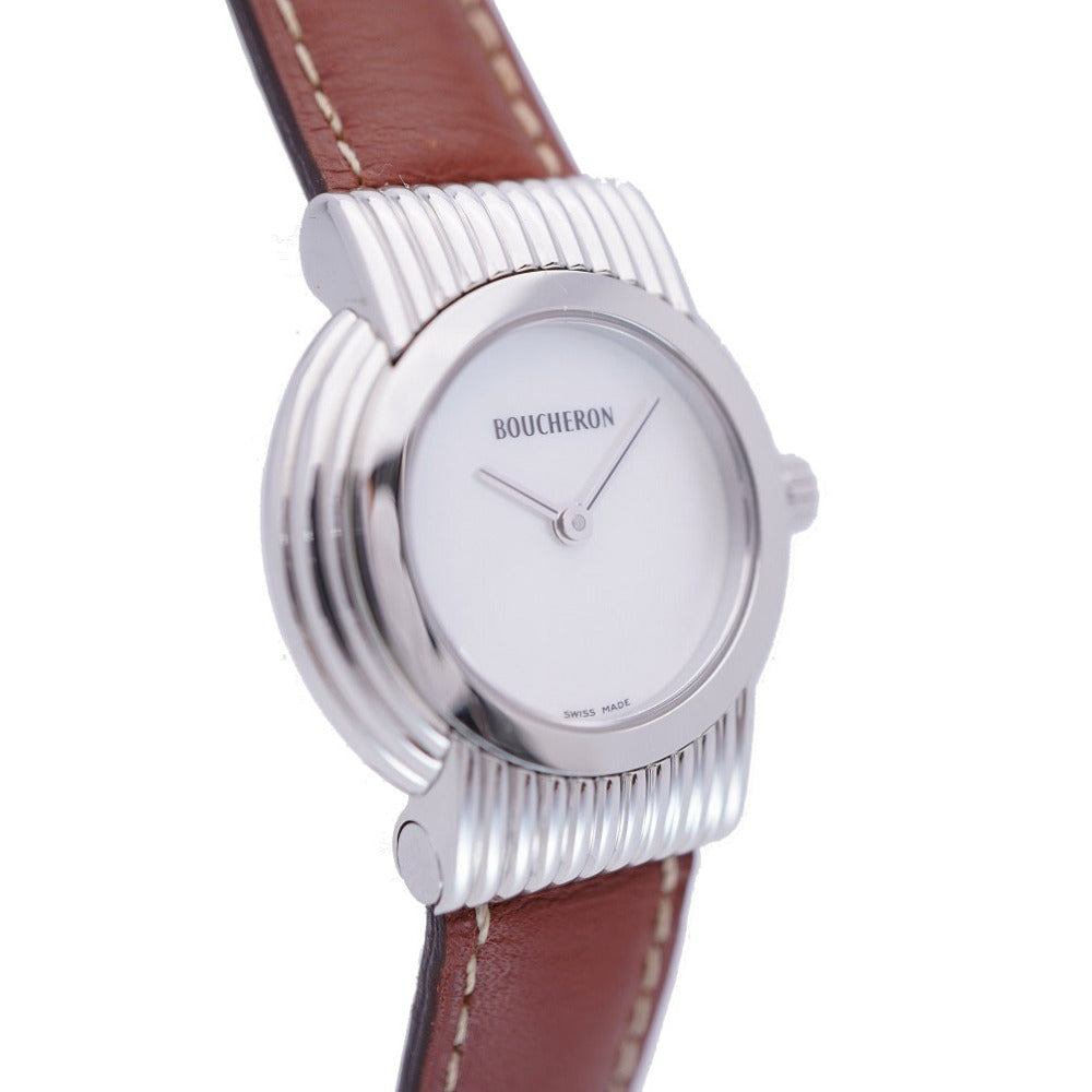 Boucheron Watches Quartz Stainless Steel , Leather Shell white Quartz Reflation Women Used Authentic