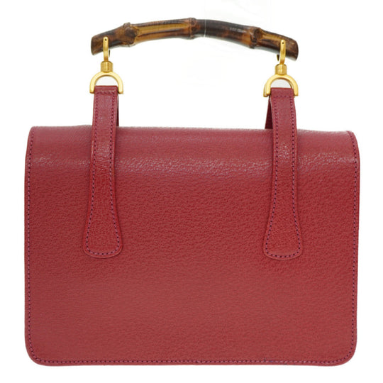 GUCCI Handbag 000.113.0231 leather Red Bamboo Women Used Authentic