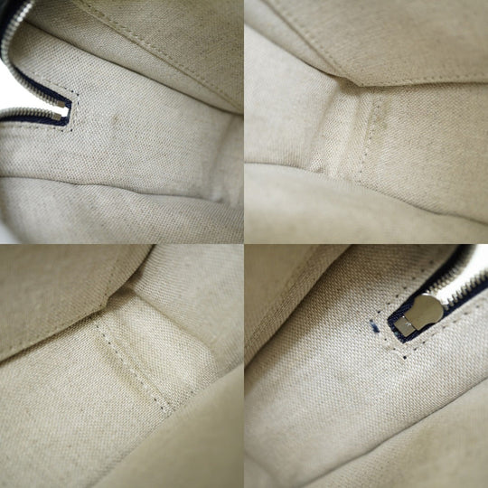 Berluti Handbag Canvas, Leather Navy Scritto Arabesque Canvas Anjoul Gulliver mens Used Authentic