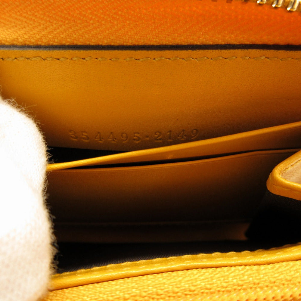 GUCCI Card Case 354495 leather yellow Coin case Tiamante Women Used Authentic