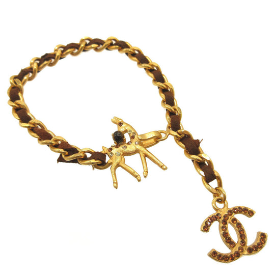 CHANEL bracelet metal gold COCO Mark Bambi Women Used Authentic