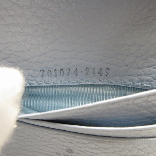 GUCCI Bifold Wallet 701074 leather light blue Compact wallet Double G Women Used Authentic