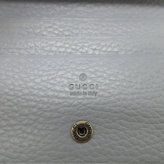 GUCCI Bifold Wallet 701074 leather light blue Compact wallet Double G Women Used Authentic