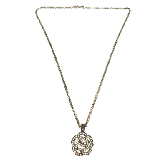 Christian Dior Necklace metal Cancer metallic Rhinestone Women Used Authentic