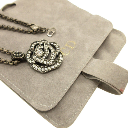 Christian Dior Necklace metal Cancer metallic Rhinestone Women Used Authentic