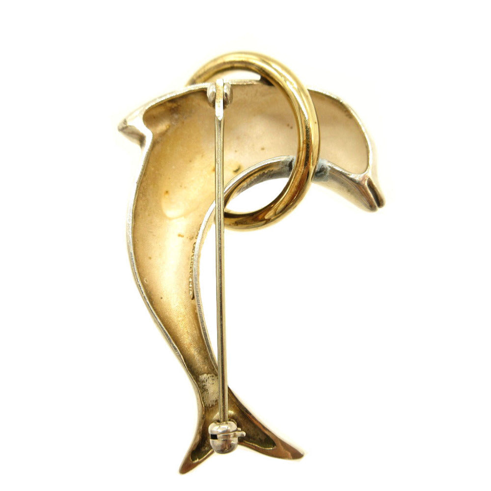TIFFANY&Co. Brooch Silver925, K18 Yellow Gold Silver Dolphin dolphin Women Used Authentic