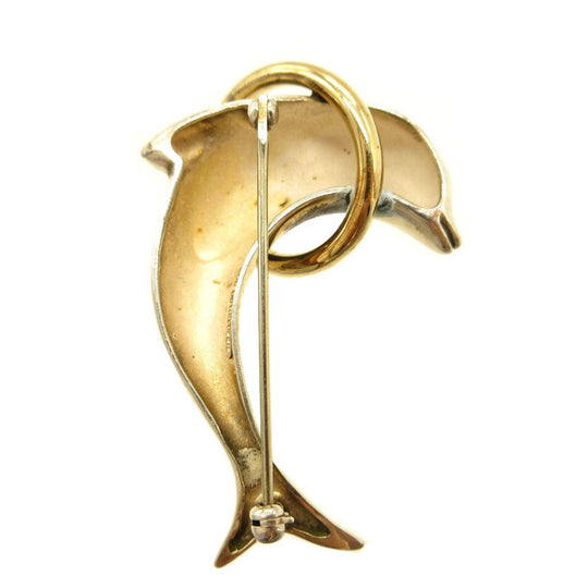 TIFFANY&Co. Brooch Silver925, K18 Yellow Gold Silver Dolphin dolphin Women Used Authentic