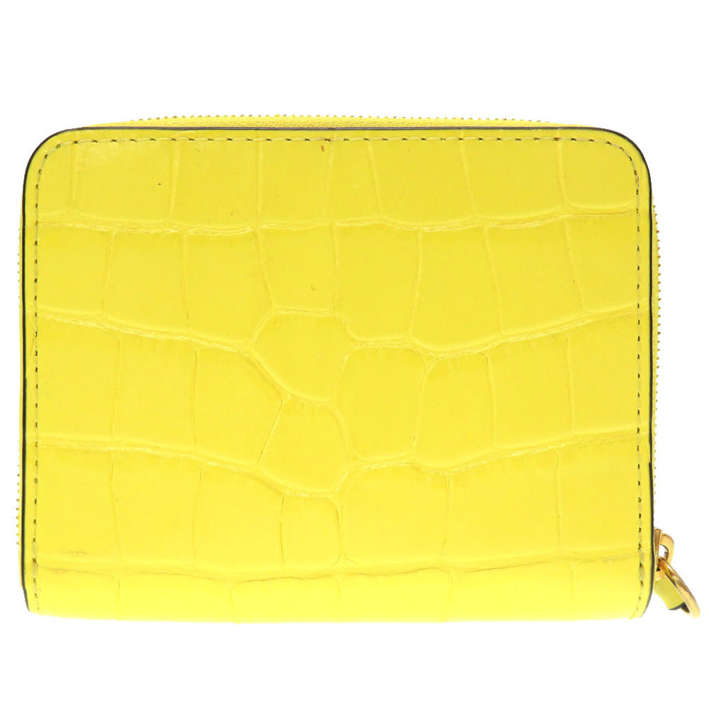 MULBERRY Coin case Embossed leather yellow Women Used Authentic
