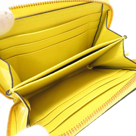 MULBERRY Coin case Embossed leather yellow Women Used Authentic