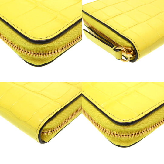MULBERRY Coin case Embossed leather yellow Women Used Authentic