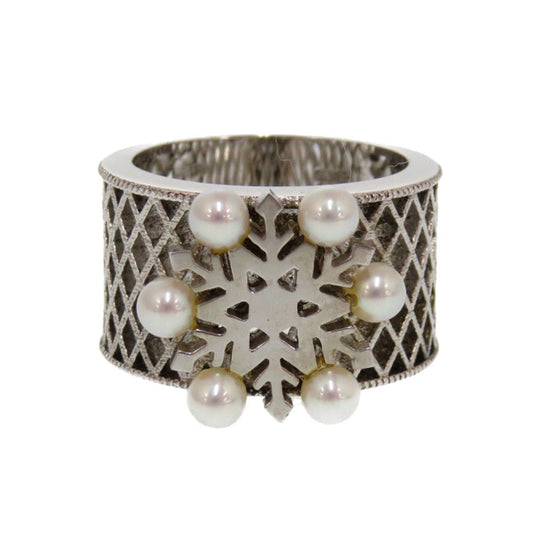 MIKIMOTO Ring Silver925, pearl Silver crystal Women Used Authentic