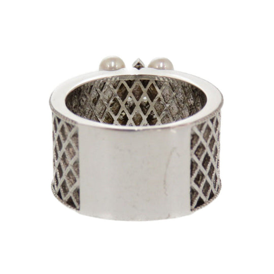 MIKIMOTO Ring Silver925, pearl Silver crystal Women Used Authentic