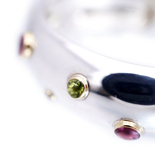 TIFFANY&Co. Bangle Silver925, K18 Yellow Gold Silver dots bangle color stone Women Used Authentic