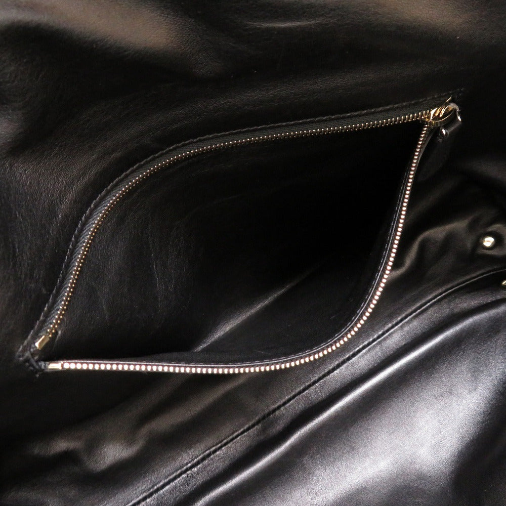 THE ROW Clutch bag leather black Dante Clutch XL Women Used Authentic