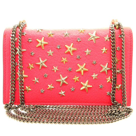 JIMMY CHOO Shoulder Bag leather pink Star studs Floria Women Used Authentic