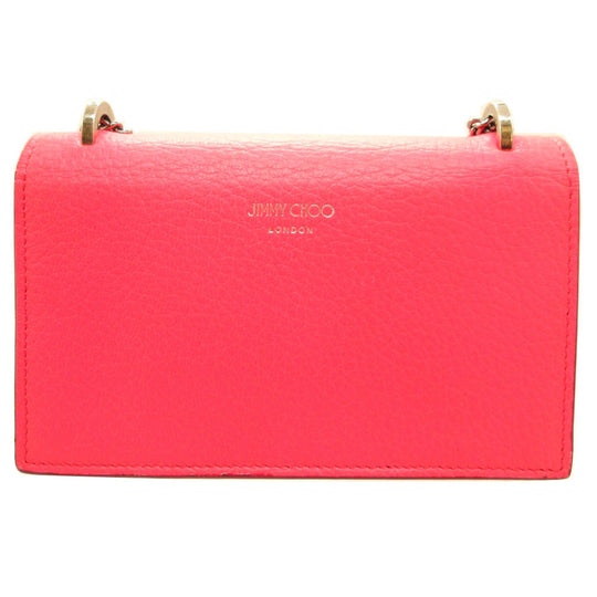 JIMMY CHOO Shoulder Bag leather pink Star studs Floria Women Used Authentic