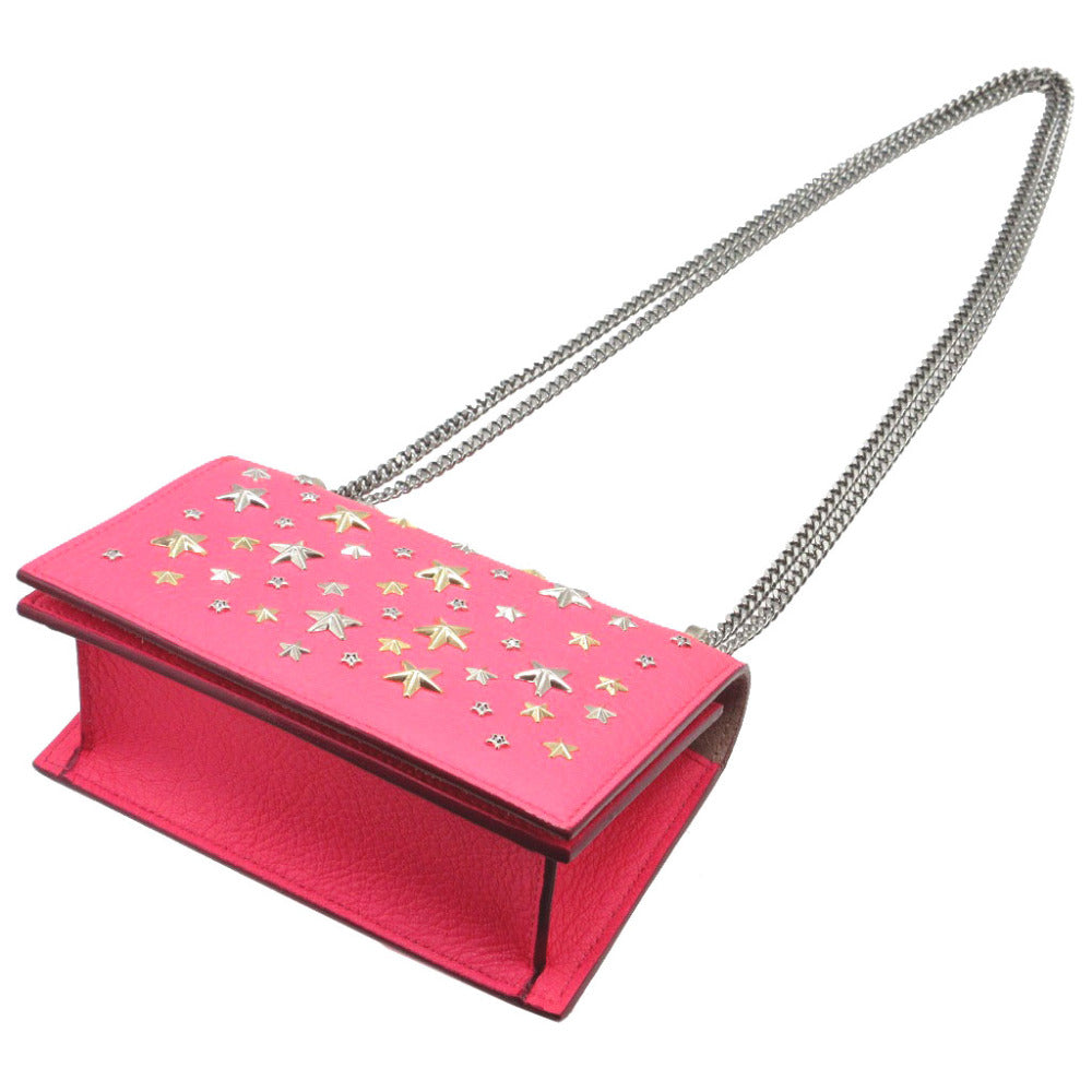 JIMMY CHOO Shoulder Bag leather pink Star studs Floria Women Used Authentic