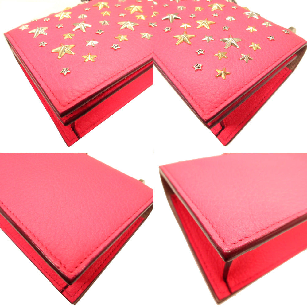 JIMMY CHOO Shoulder Bag leather pink Star studs Floria Women Used Authentic
