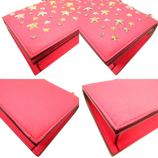 JIMMY CHOO Shoulder Bag leather pink Star studs Floria Women Used Authentic