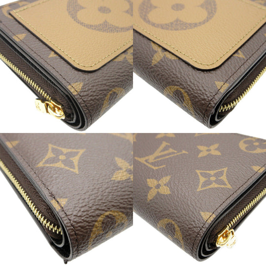 LOUIS VUITTON Bifold Wallet M81461 Monogram canvas Brown Compact wallet Monogram reverse Portefeuille Lou Women Used Authentic