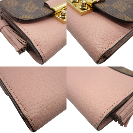 LOUIS VUITTON Tri-fold wallet N60208 Damier canvas, leather Magnolia Compact wallet Damier Portefeuille Croisette Women Used Authentic