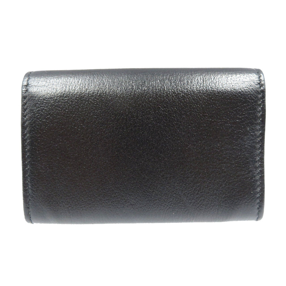 CHANEL Card Case leather black Camelia Women Used Authentic