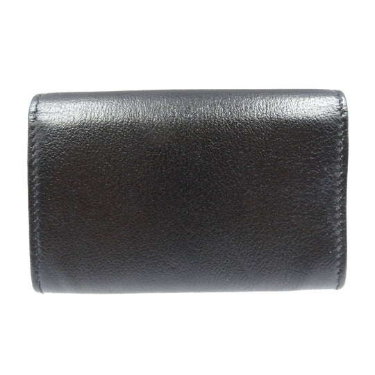 CHANEL Card Case leather black Camelia Women Used Authentic