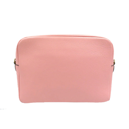 J&M Davidson Shoulder Bag leather pink Women Used Authentic