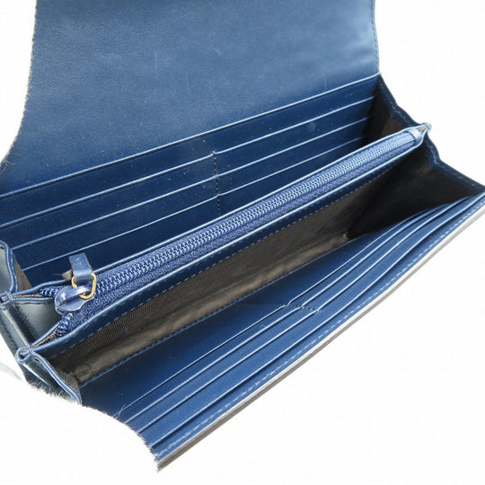 GUCCI Long Wallet Purse 410100 leather Navy Guccisima Women Used Authentic