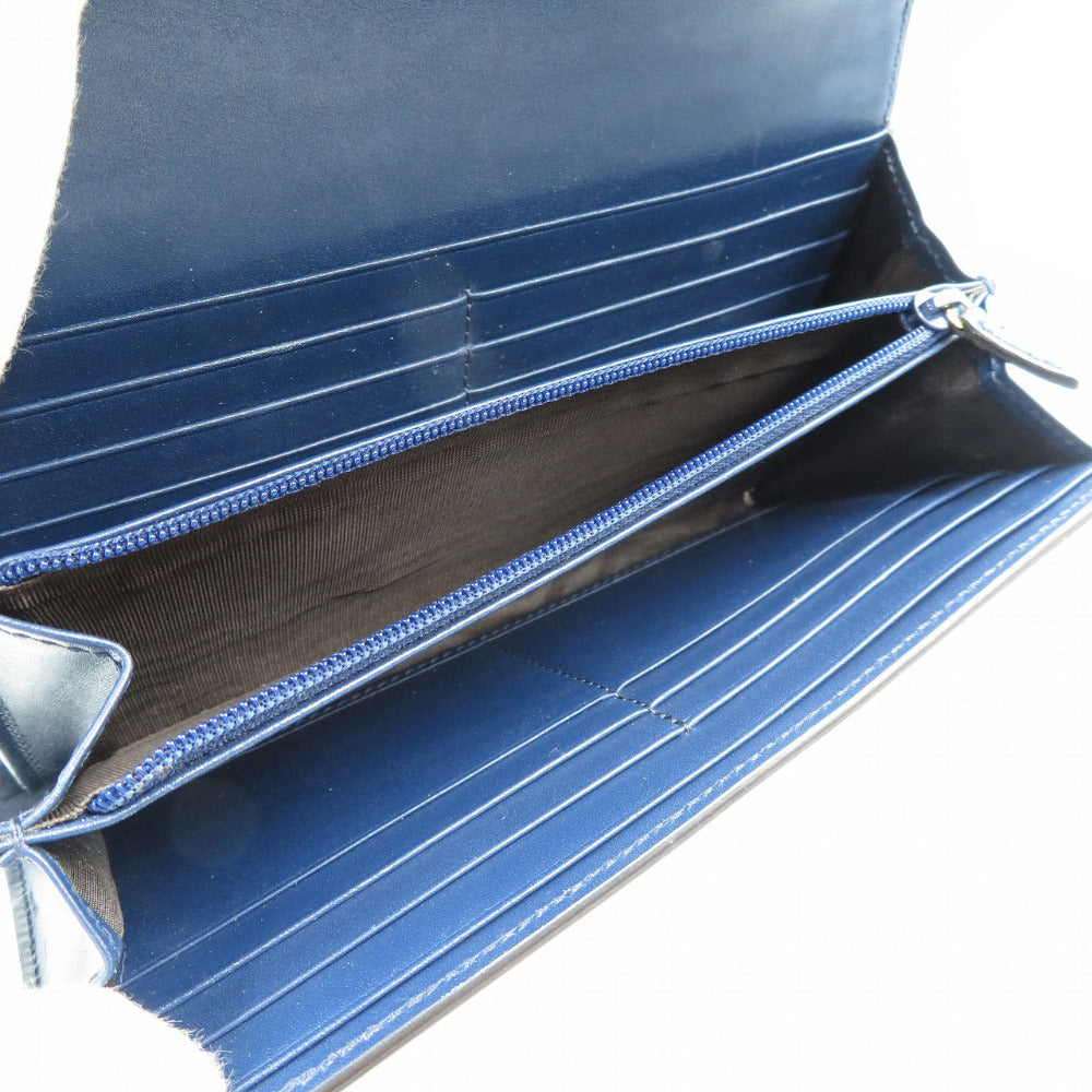 GUCCI Long Wallet Purse 410100 leather Navy Guccisima Women Used Authentic