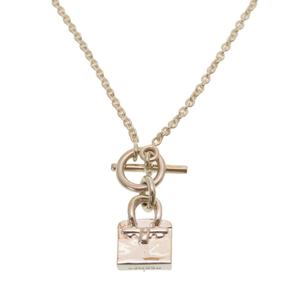 HERMES Necklace Silver925 Silver Birkin Motif Amulet Women Used Authentic