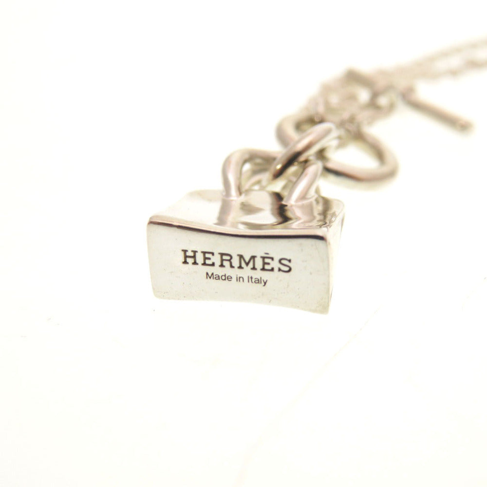 HERMES Necklace Silver925 Silver Birkin Motif Amulet Women Used Authentic