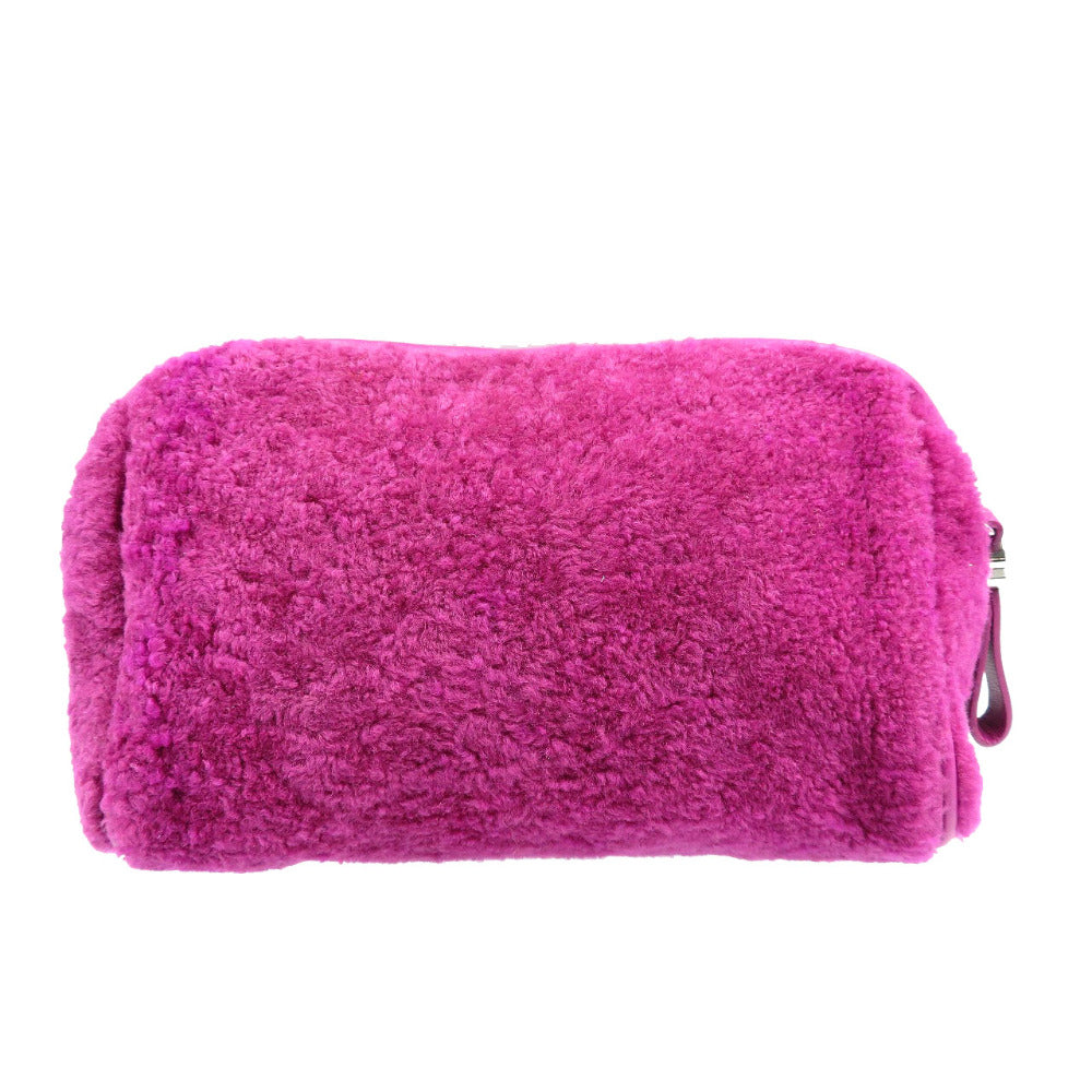 MONCLER Pouch Fake fur purple Women Used Authentic