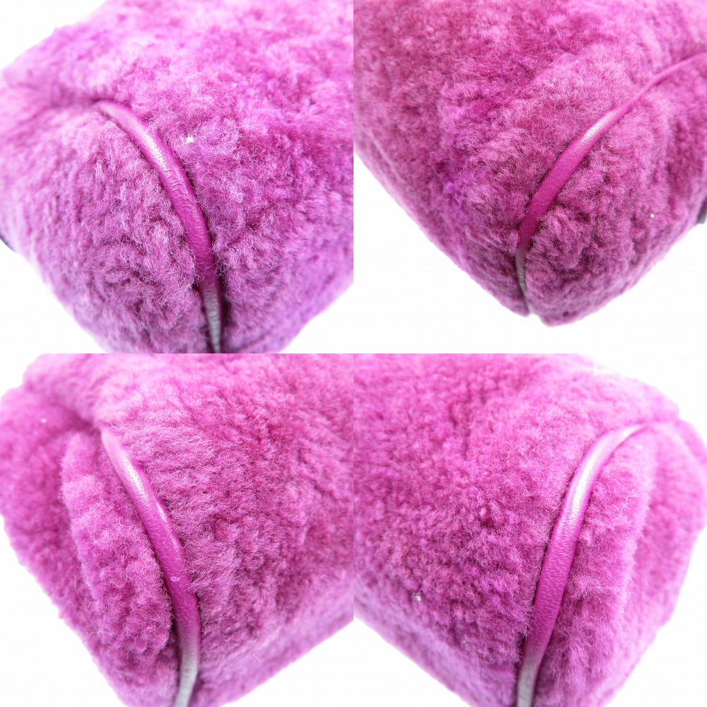 MONCLER Pouch Fake fur purple Women Used Authentic