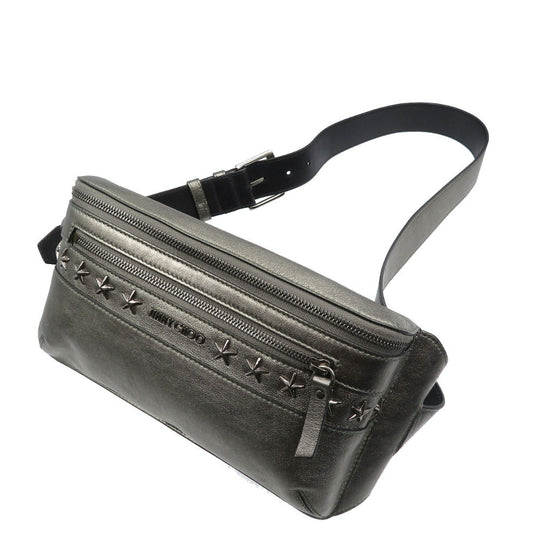 JIMMY CHOO Sling bag leather Metallic gray mens Used Authentic