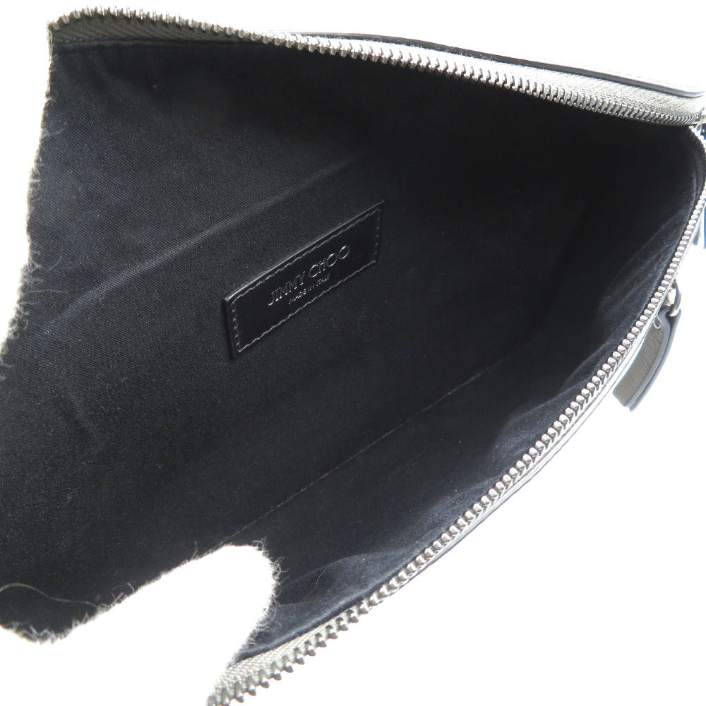 JIMMY CHOO Sling bag leather Metallic gray mens Used Authentic