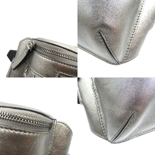 JIMMY CHOO Sling bag leather Metallic gray mens Used Authentic