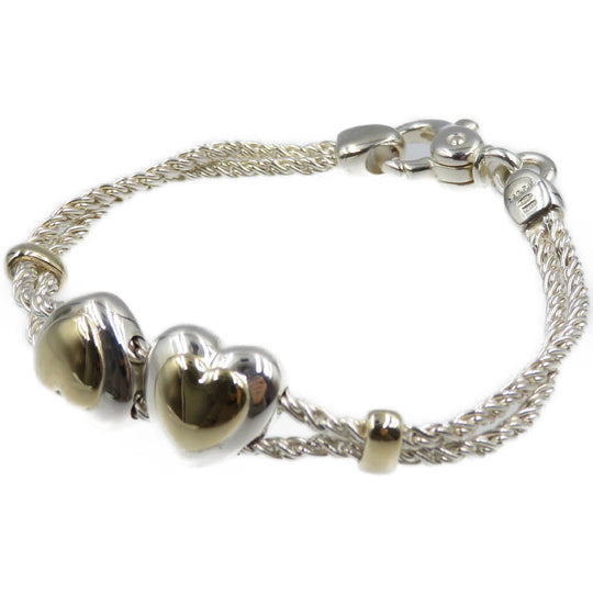 TIFFANY&Co. bracelet Silver925, K18 Gold Silver Double Heart Rope Chain Women Used Authentic