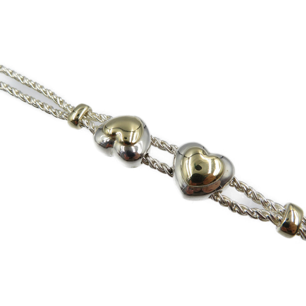 TIFFANY&Co. bracelet Silver925, K18 Gold Silver Double Heart Rope Chain Women Used Authentic