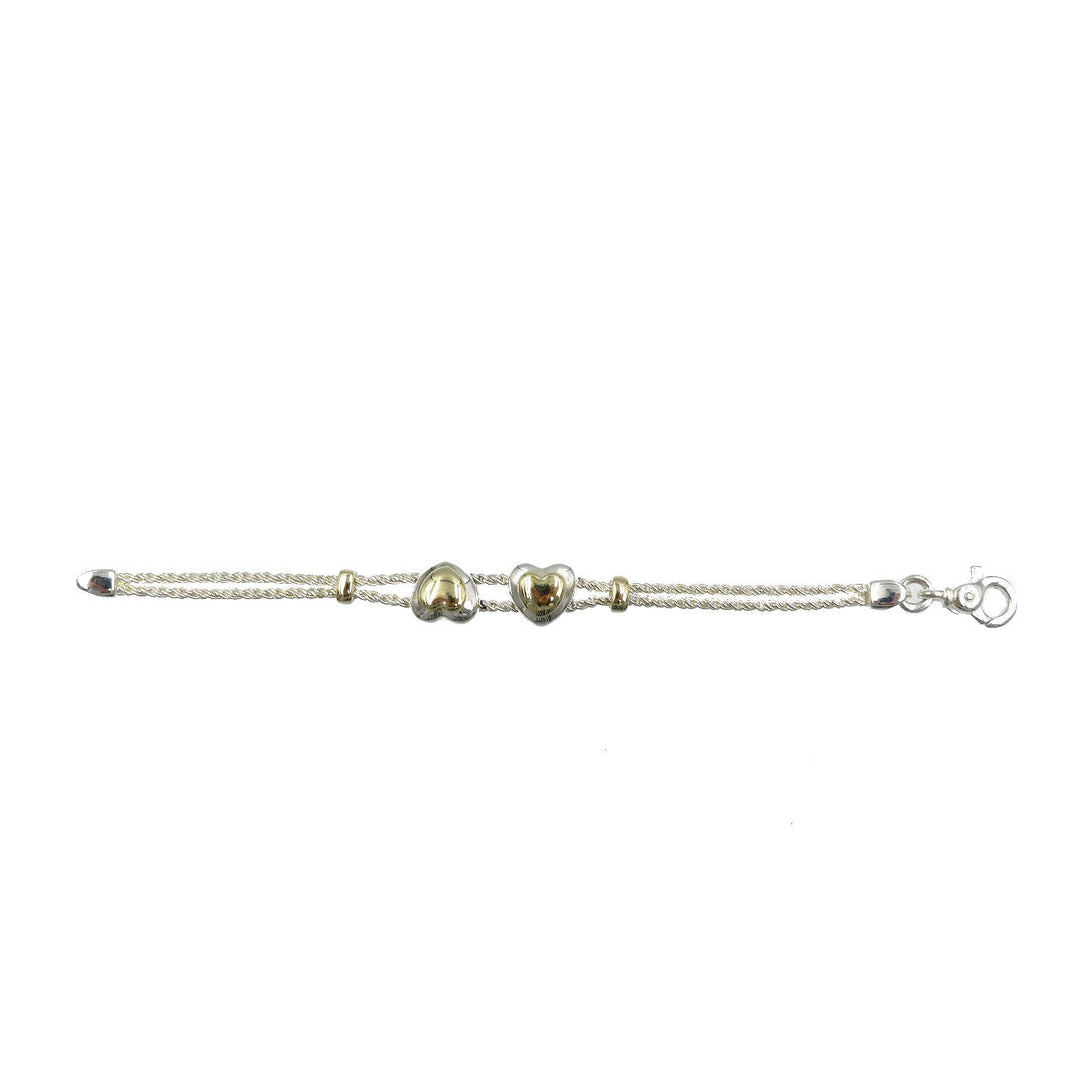 TIFFANY&Co. bracelet Silver925, K18 Gold Silver Double Heart Rope Chain Women Used Authentic