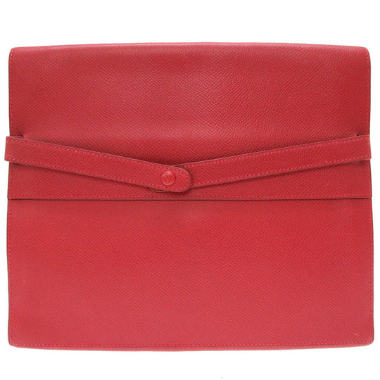 HERMES Clutch bag Courchevel Red vintage mens Used Authentic