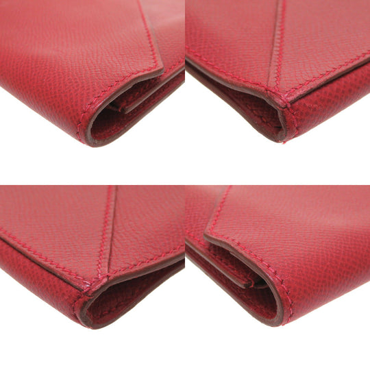 HERMES Clutch bag Courchevel Red vintage mens Used Authentic