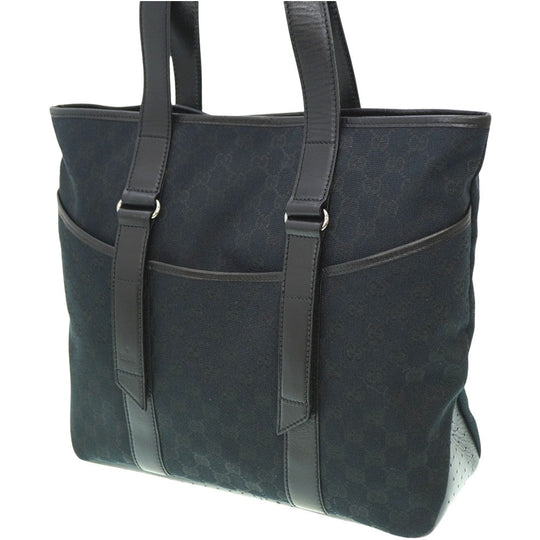 GUCCI Tote Bag 145971 GG canvas, leather black Tote Bag Women Used Authentic