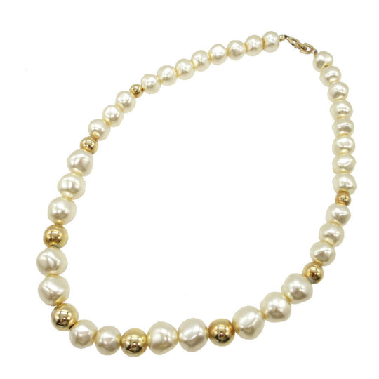 Christian Dior Necklace metal white vintage Women Used Authentic
