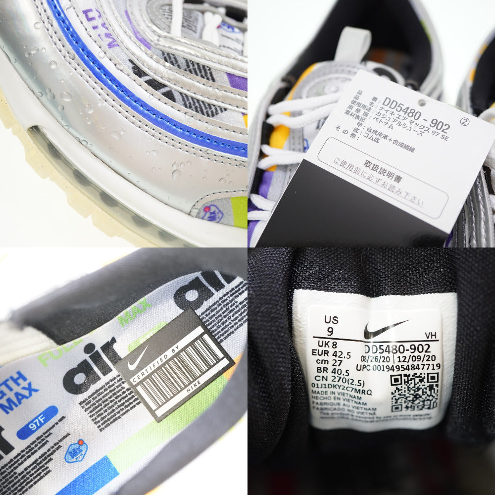 NIKE sneakers DD5480-902 Synthetic leather multicolor Air Max 97 SE Swoosh Mart mens 42.5 Used Authentic