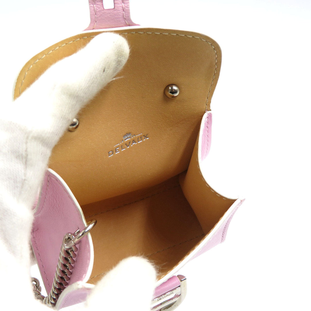 DELVAUX key ring Calfskin pink Brillon Women Used Authentic