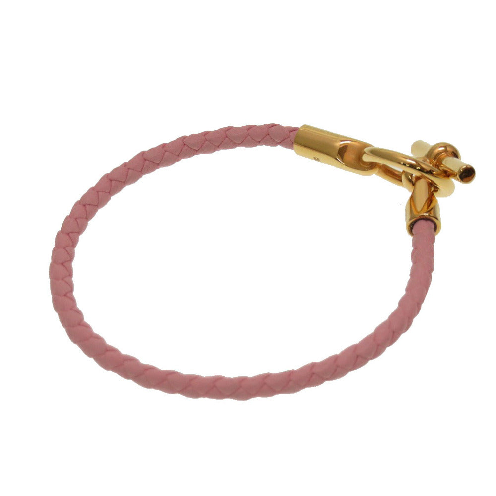 HERMES bracelet leather Rose cherry Grenan Women Used Authentic